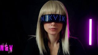 Сyberpunk girl greedily sucks all the cum out of her fan