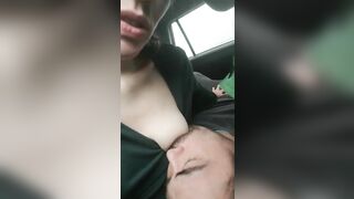 Relaxing Gas Station Nursing Session on a Long Road Trip