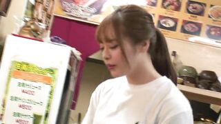 Busty skinny Japanese wife with big natural boobs fucked by stranger in the public