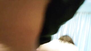 My friend cums on the wifey's ass then pokes it back in her.