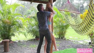 Whipped cheating wife gets pushed in the mud and cum on