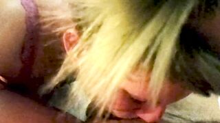 Cock sucking MILF slut eats ass deep throat big dick gets face fucked and cum in throat