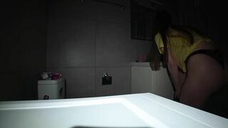 Real Cheating. Lover And Wife Brazenly Fuck In The Toilet While I'm At Work. Hard Anal
