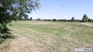 Risky outdoor sex and cum swallow (nervous first time) - Shaiden Rogue