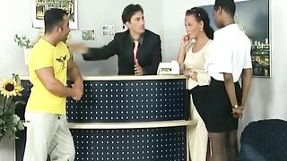 Office Group Sex Orgy With Hot Ebony Girl