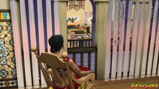 Hindi Version - Busty Landlord and Lakshmi Aunty cannot resist the young boy - WickedWhims