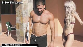 BISEXTIME - Nasty bisexuals fuck 19yo slut in 3some in doggystyle