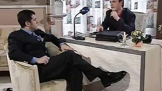 Three outstanding German ladies sharing a loaded pecker in the office