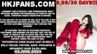 Hotkinkyjo long dildo lost in belly, belly bulge, fisting, gape, prolapse & mrhankey huge dildo anal