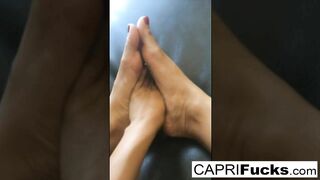 Capri oils up her perfect tits and ass
