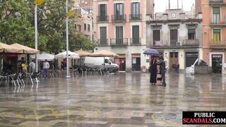 PUBLIC DISGRACE - Public perverted naked slut seduced by BDSM lady outdoor
