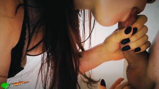 Slow stepmom reverse blowjob on the table