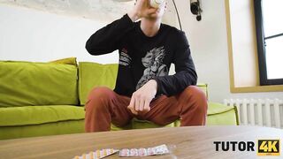 TUTOR4K. Stupid game turns on mature teacher and she gives him a special lesson