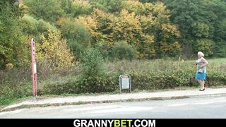 He picks up 70 yo old blonde granny for sex