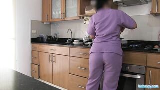 Step mom with huge round ass works as a maid and gets fucked by the boss