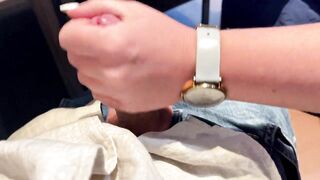 Milf give so sloppy that Handjob :P so much better than just Fastfood :) risky action !