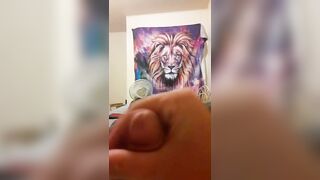 Young high school teen strokes his massive dick until he can't anymore