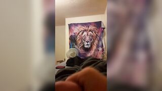 Young high school teen strokes his massive dick until he can't anymore