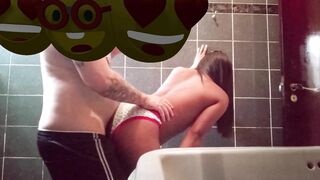 caught me jerking off in the bathroom naughty caught on my dick