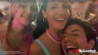 Double Blowjob in the Car - Blonde and Brunette Suck a Big Cock AfterParty