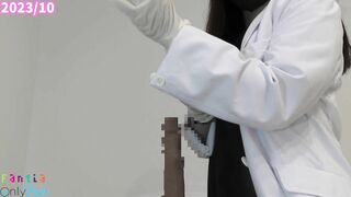 [POV] Busty female doctor wears rubber gloves and treats sexual desire with intense handjob [Hentai