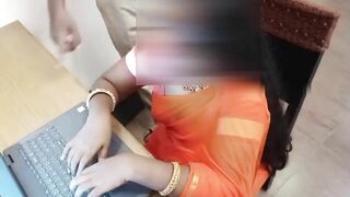 Wife Fucks Manager in Office Transparent Saree