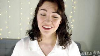 Schoolgirl NerdySadie gives Jerk Off Instructions to her Professor