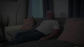 Lola Heart petite blonde cum in mouth from old guy