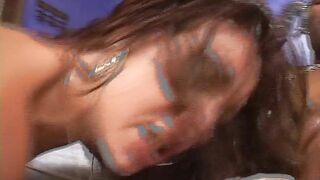 Dirty babe gets hard Double Penetration from more guys with big dicks
