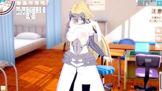 [Eroge Koikatsu! ] FGO Jeanne d'Arc's boobs rubbed and opened leg missionary sex after being served as a standing handjob blowjob! Big Breasts Hentai [Hentai Game Feito Grand Oda]