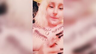 Blonde smokes naked