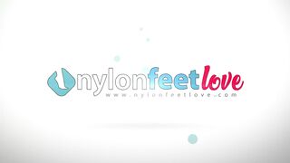 Italian Lesbians in pantyhose foot worship and massage