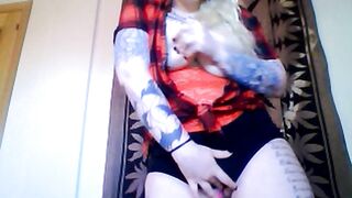 In a show playing with my tits
