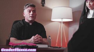 GENDERFLUXXX - CFNM church student sucks priests dick in dormitory