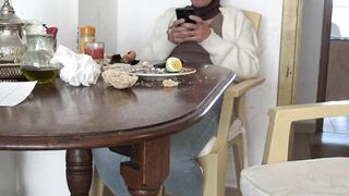 kinky turkish step mom drinks step sons cum for breakfast