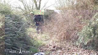 Young Chubby Redhead Slut Gets Her Ass Nailed and Her Breast Cum Covered in Her 1st Gangbang Outdoor with Old Man