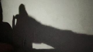 Delicious game of shadows, shadow woman sucks the silhouette of the big dick until the cum explodes