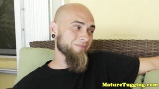 Faketit milf wanking hard dick outdoors