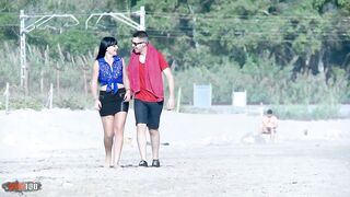 French beauty Natacha Guapa gets ass fucked on a public beach