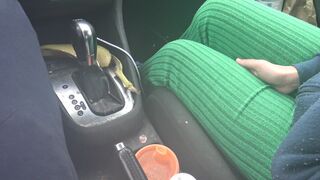 french canadian stepmom touching her stepsons cock in the car in Montreal