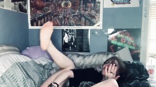 petite emo Viakitty plays with big toy