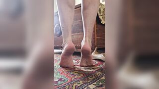 Sexy older woman feet in heels teasing with her toes & soles