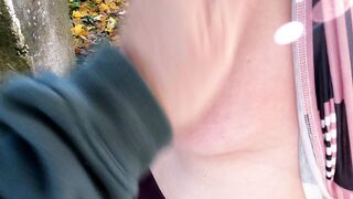 Hard titslapping behind medieval wall