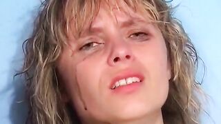 Blonde German teen tied up and facialized in bdsm action