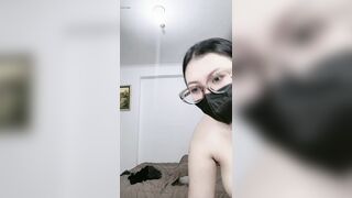 Beautiful college student stroking round