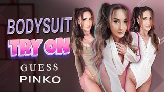 Nude and White Bodysuit Try On - Hannahjames710