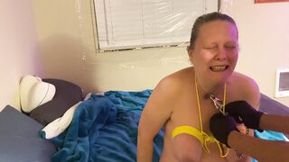 Tits tied, flogged, caned, and fisted