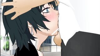 Himeno Tied up on a Street Pole for Submissive Sloppy Throatfucking