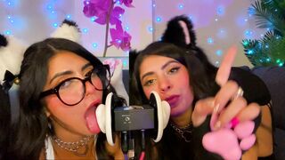 ASMR TWO Cats Flirt and Lick Your Ears with Eye Contact layered sounds - CorneliustheCat ASMR