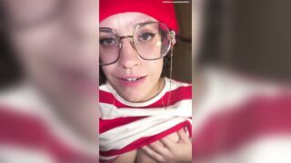 Busty brunette Waldo bounces on it after you find her lonely and feral